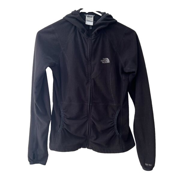 The‎ North Face Full Zip Hoodie Womens Size XS Ruched Pockets Black - Picture 1 of 13